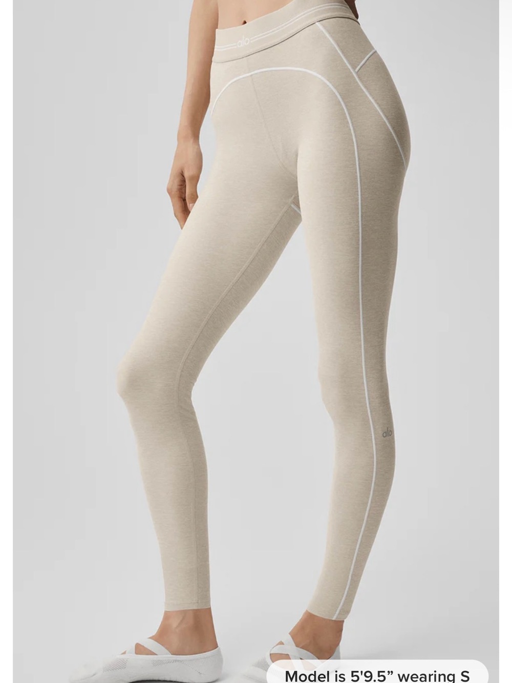 ALO Yoga Beige Seam-Detail Leggings